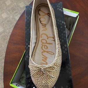 Sam Edelman Gold Ballet Flats with Woven Design